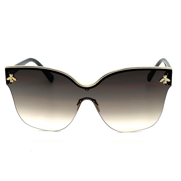 Rimless Shield Sunglasses Bee Gold UV400 Protection Fashion Shades Eye Glasses - Picture 2 of 4